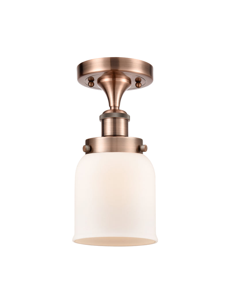 Bell Semi-Flush Mount shown in the Antique Copper finish with a Matte White shade