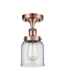 Bell Semi-Flush Mount shown in the Antique Copper finish with a Clear shade