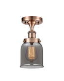 Bell Semi-Flush Mount shown in the Antique Copper finish with a Plated Smoke shade