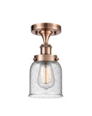 Bell Semi-Flush Mount shown in the Antique Copper finish with a Seedy shade