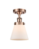 Cone Semi-Flush Mount shown in the Antique Copper finish with a Matte White shade