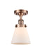 Cone Semi-Flush Mount shown in the Antique Copper finish with a Matte White shade