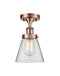 Cone Semi-Flush Mount shown in the Antique Copper finish with a Clear shade