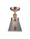 Cone Semi-Flush Mount shown in the Antique Copper finish with a Plated Smoke shade