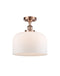 Bell Semi-Flush Mount shown in the Antique Copper finish with a Matte White shade