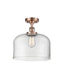 Bell Semi-Flush Mount shown in the Antique Copper finish with a Clear shade