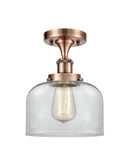 Bell Semi-Flush Mount shown in the Antique Copper finish with a Clear shade