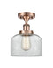 Bell Semi-Flush Mount shown in the Antique Copper finish with a Clear shade