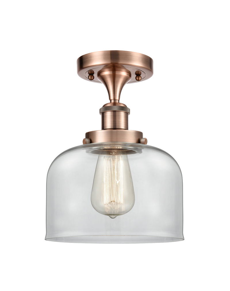 Bell Semi-Flush Mount shown in the Antique Copper finish with a Clear shade