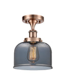 Bell Semi-Flush Mount shown in the Antique Copper finish with a Plated Smoke shade