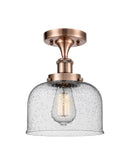 Bell Semi-Flush Mount shown in the Antique Copper finish with a Seedy shade