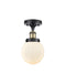 Beacon Semi-Flush Mount shown in the Black Antique Brass finish with a Matte White shade