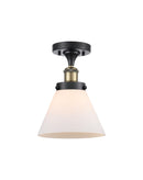 Cone Semi-Flush Mount shown in the Black Antique Brass finish with a Matte White shade