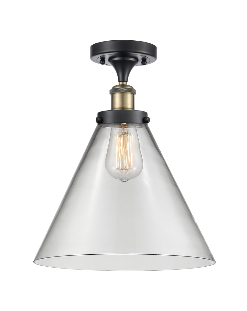 Cone Semi-Flush Mount shown in the Black Antique Brass finish with a Clear shade