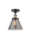 Cone Semi-Flush Mount shown in the Black Antique Brass finish with a Plated Smoke shade