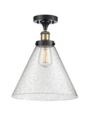 Cone Semi-Flush Mount shown in the Black Antique Brass finish with a Seedy shade