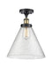 Cone Semi-Flush Mount shown in the Black Antique Brass finish with a Seedy shade