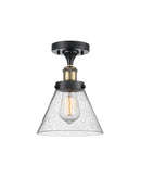 Cone Semi-Flush Mount shown in the Black Antique Brass finish with a Seedy shade