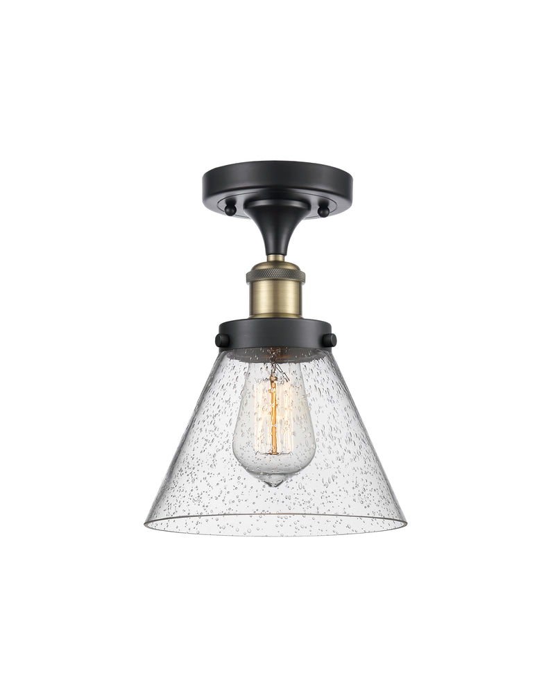 Cone Semi-Flush Mount shown in the Black Antique Brass finish with a Seedy shade