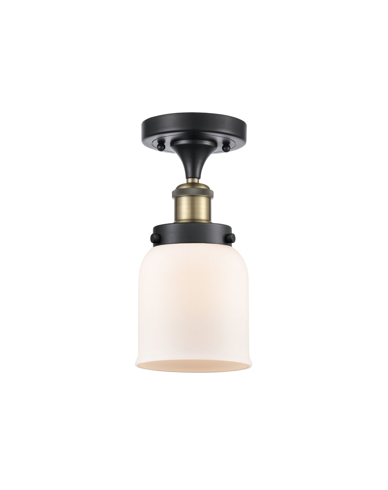 Bell Semi-Flush Mount shown in the Black Antique Brass finish with a Matte White shade