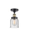 Bell Semi-Flush Mount shown in the Black Antique Brass finish with a Seedy shade