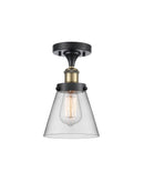 Cone Semi-Flush Mount shown in the Black Antique Brass finish with a Clear shade