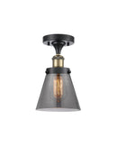 Cone Semi-Flush Mount shown in the Black Antique Brass finish with a Plated Smoke shade