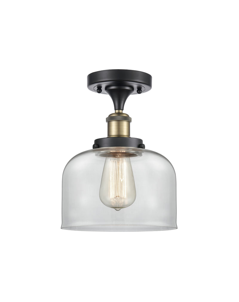 Bell Semi-Flush Mount shown in the Black Antique Brass finish with a Clear shade