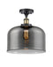 Bell Semi-Flush Mount shown in the Black Antique Brass finish with a Plated Smoke shade