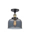 Bell Semi-Flush Mount shown in the Black Antique Brass finish with a Plated Smoke shade