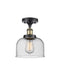 Bell Semi-Flush Mount shown in the Black Antique Brass finish with a Seedy shade