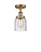 Bell Semi-Flush Mount shown in the Brushed Brass finish with a Seedy shade