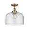 Bell Semi-Flush Mount shown in the Brushed Brass finish with a Seedy shade