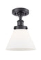 Cone Semi-Flush Mount shown in the Matte Black finish with a Matte White shade