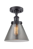 Cone Semi-Flush Mount shown in the Matte Black finish with a Plated Smoke shade