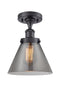 Cone Semi-Flush Mount shown in the Matte Black finish with a Plated Smoke shade