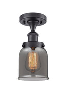 Bell Semi-Flush Mount shown in the Matte Black finish with a Plated Smoke shade