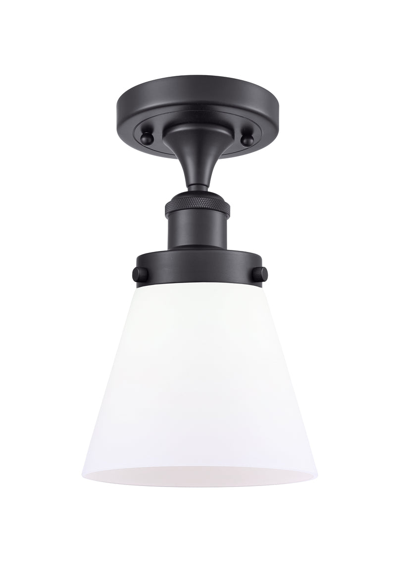 Cone Semi-Flush Mount shown in the Matte Black finish with a Matte White shade