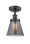 Cone Semi-Flush Mount shown in the Matte Black finish with a Plated Smoke shade