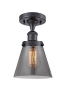 Cone Semi-Flush Mount shown in the Matte Black finish with a Plated Smoke shade