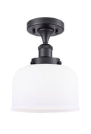 Bell Semi-Flush Mount shown in the Matte Black finish with a Matte White shade