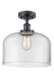 Bell Semi-Flush Mount shown in the Matte Black finish with a Clear shade