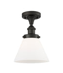 Cone Semi-Flush Mount shown in the Oil Rubbed Bronze finish with a Matte White shade