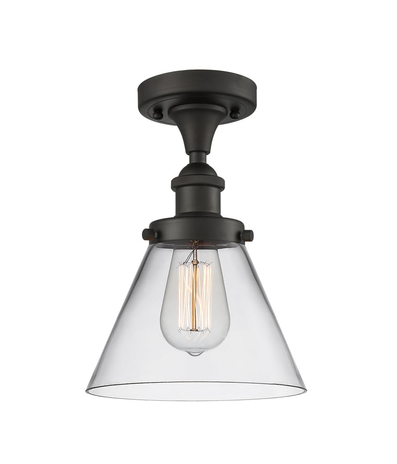 Cone Semi-Flush Mount shown in the Oil Rubbed Bronze finish with a Clear shade