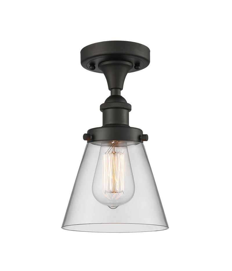 Cone Semi-Flush Mount shown in the Oil Rubbed Bronze finish with a Clear shade