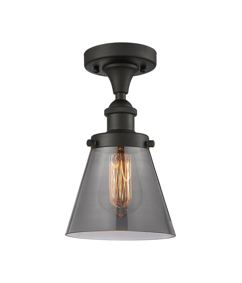 Cone Semi-Flush Mount shown in the Oil Rubbed Bronze finish with a Plated Smoke shade