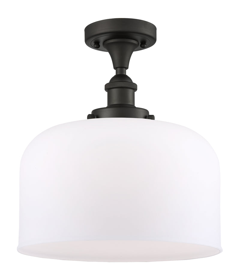 Bell Semi-Flush Mount shown in the Oil Rubbed Bronze finish with a Matte White shade