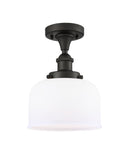 Bell Semi-Flush Mount shown in the Oil Rubbed Bronze finish with a Matte White shade