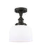 Bell Semi-Flush Mount shown in the Oil Rubbed Bronze finish with a Matte White shade