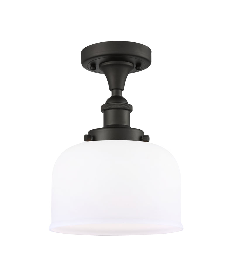 Bell Semi-Flush Mount shown in the Oil Rubbed Bronze finish with a Matte White shade